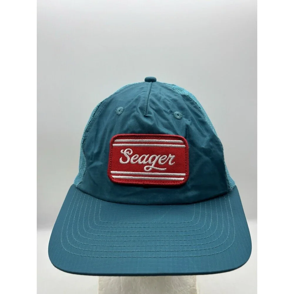 Seager Co Waylon Hat Teal Blue Nylon Mesh Trucker Snapback Cap Western Surf Mens